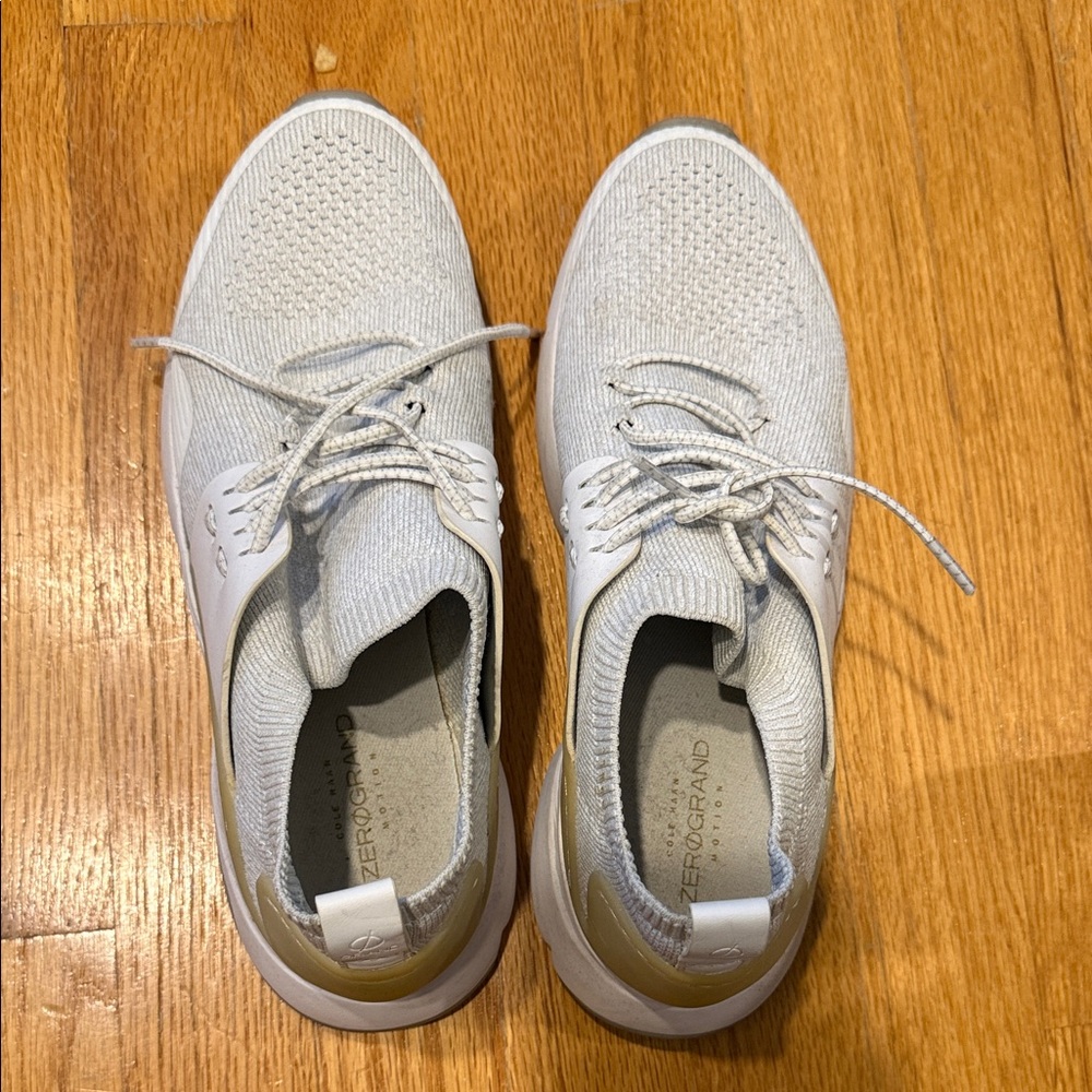 Cole‎ Haan ZERØGRAND Knit Lace Up Sneakers Gray White Size 8.5 Athleisure